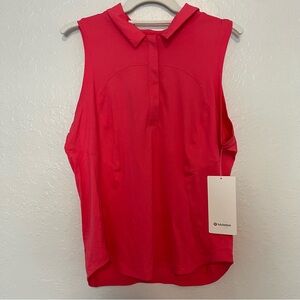 NWT Lululemon women’s quick dry sleeveless polo shirt top size 12 LIPG pink